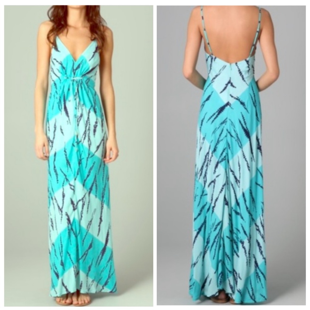 Vix Batik Maxi Dress Teal Blue Green S Cover Up